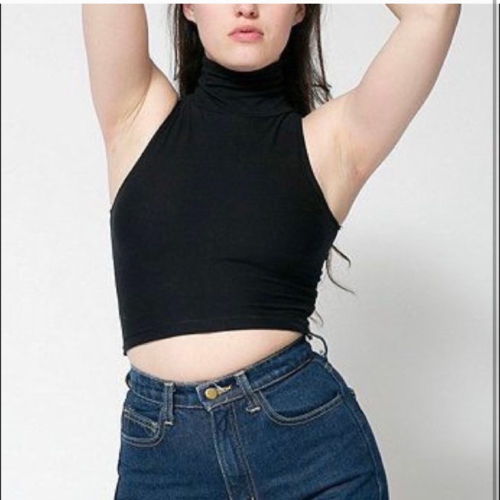 American Apparel Black Turtleneck Crop Top